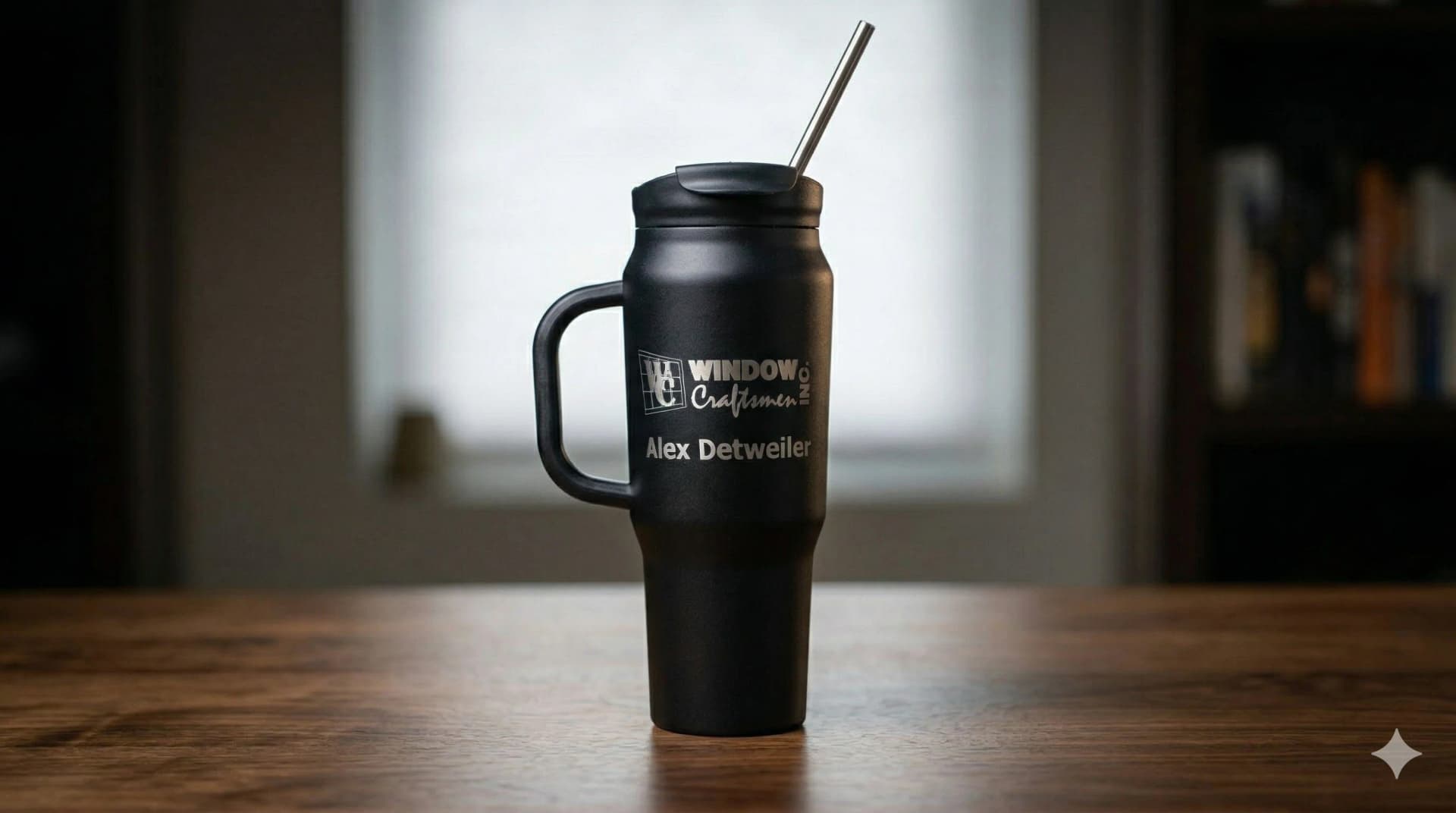 Engraved tumbler close-up