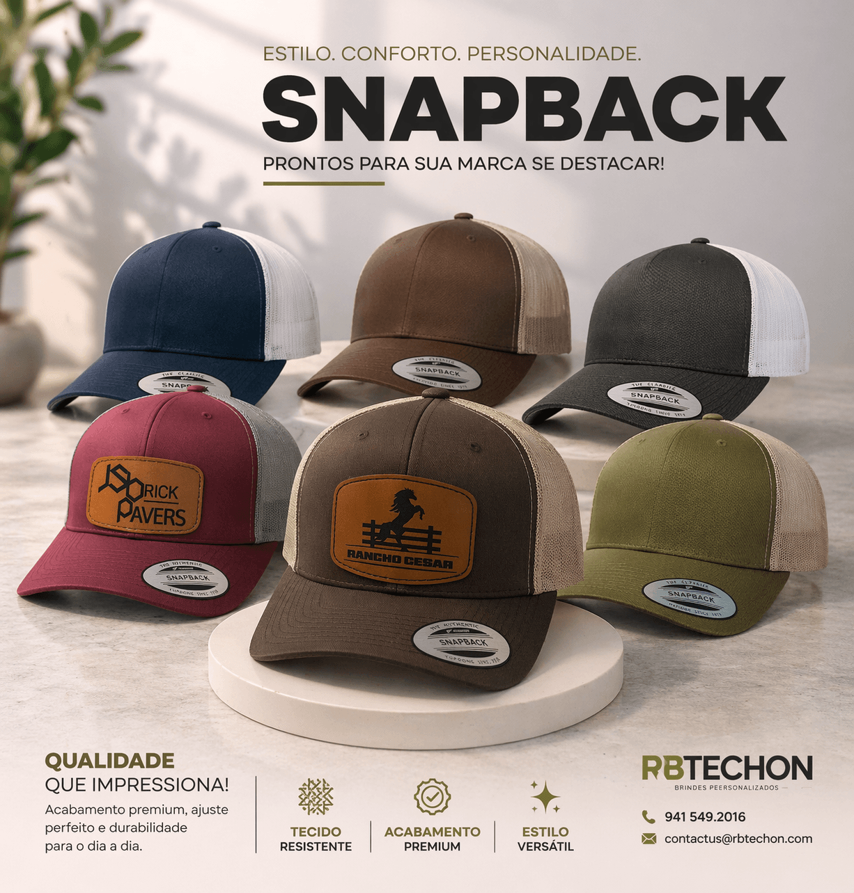 Premium trucker hat with custom leather patch — RBTechon Lakewood Ranch