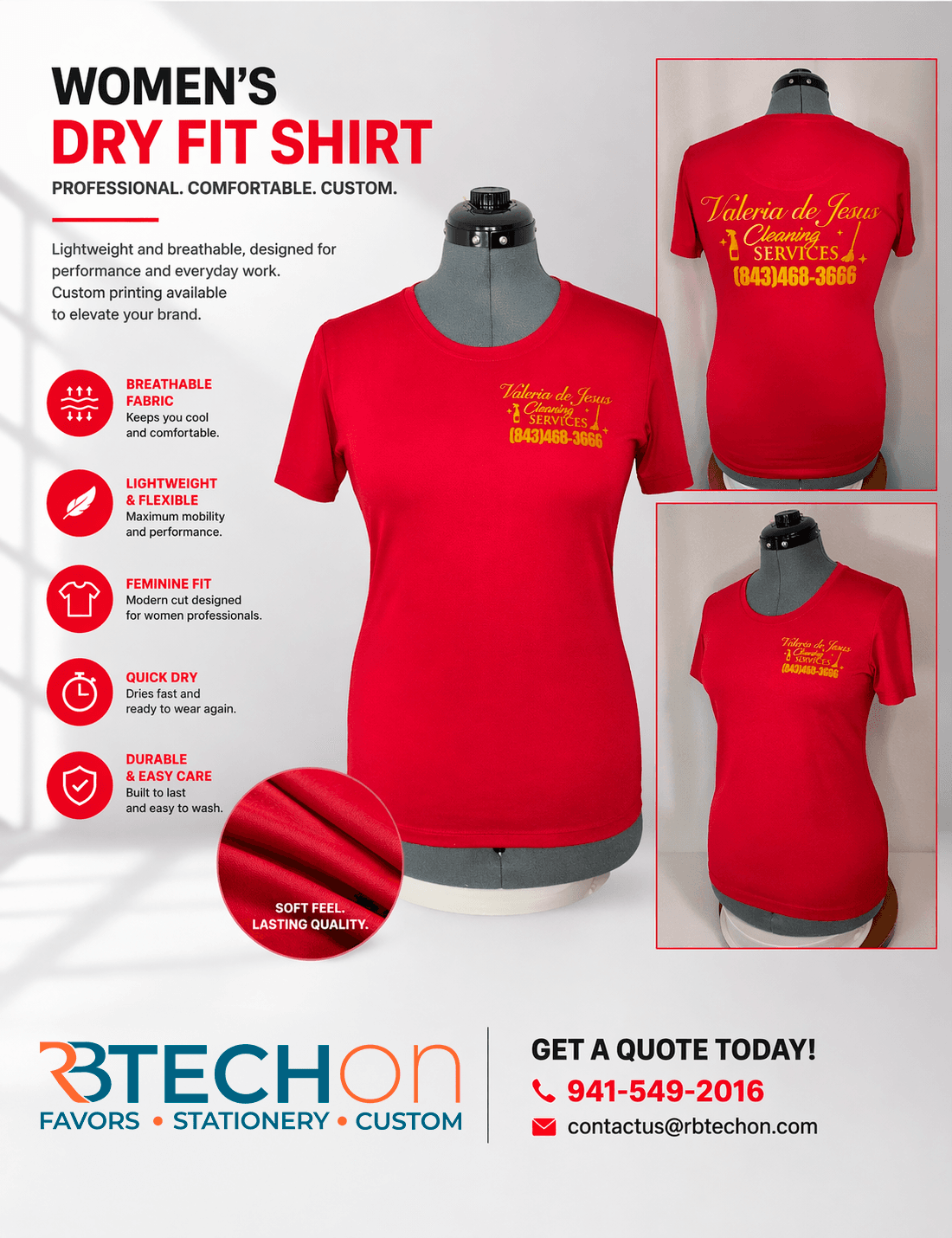 Women's dry fit performance t-shirt custom print