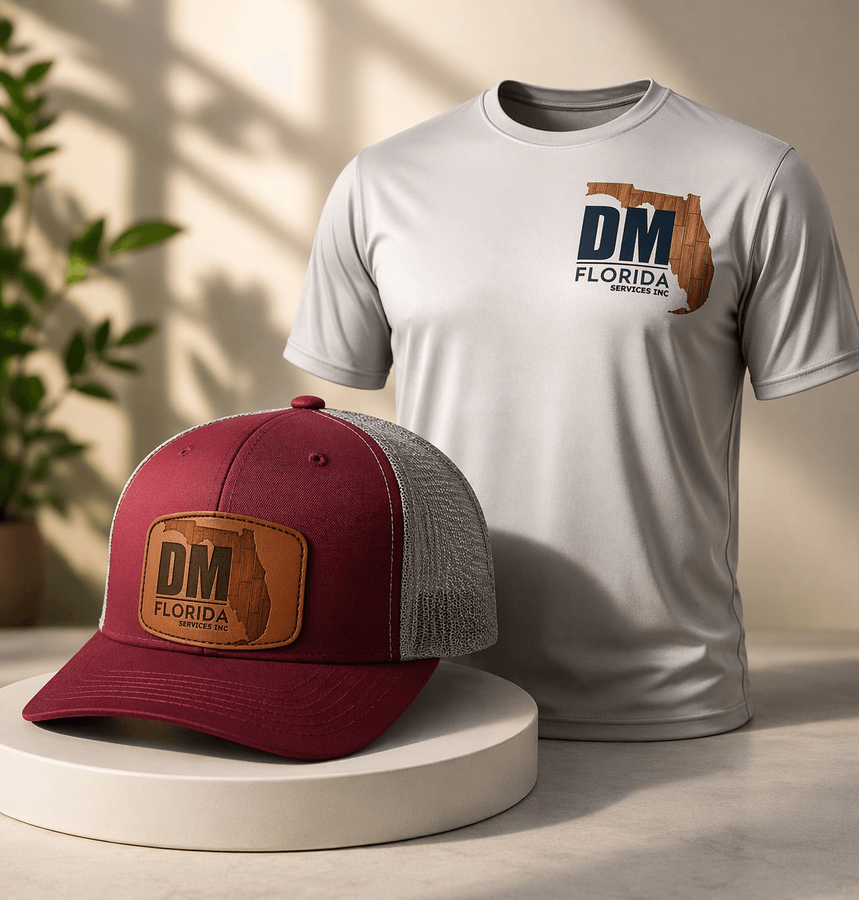 Custom work t-shirt and hat combo — DM Florida Services