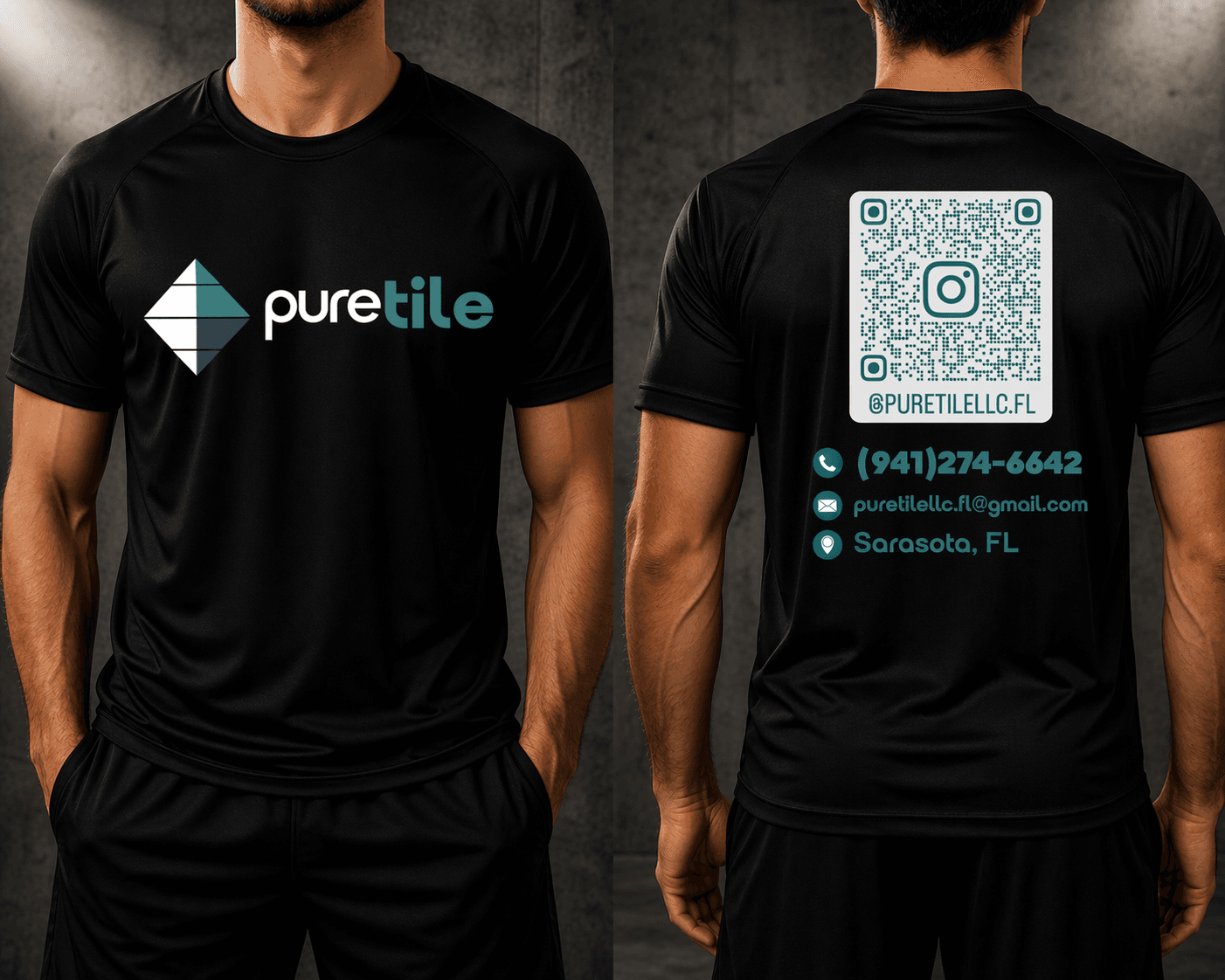 Custom dry fit work shirt — construction crew Sarasota Florida