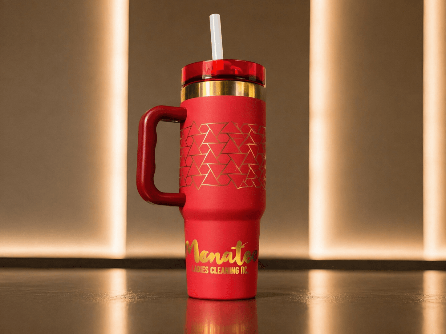 Laser engraved tumbler — custom logo